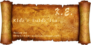 Klár Eulália névjegykártya